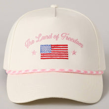 Load image into Gallery viewer, The Land of Freedom Flag Embroidered Trucker Hat: ROYAL BLUE / ONE SIZE