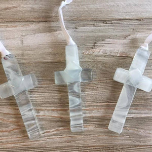 Baby Baptism Gift USA Handmade Glass Cross Keepsake 4402