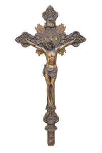 Standing St. Benedict Crucifix in Cold Cast Bronze 9.5"