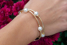 Load image into Gallery viewer, 8mm White Blessing Bracelet with Gold Filled Tubes: S