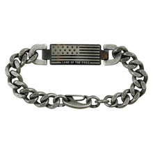 Load image into Gallery viewer, HOLD FAST Mens Bracelet Land Of The Free: Burnished Silver/Black