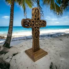 Load image into Gallery viewer, "Vineyard" Hand Carved Wood Table Cross