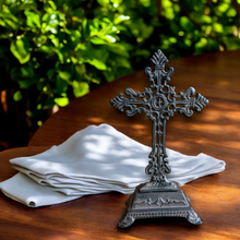Load image into Gallery viewer, Cast Iron Fleur-de-Lis Design Table Cross/Pedestal Base