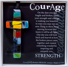 Load image into Gallery viewer, Courage Encouragement Gift Cross: USA Handmade Glass 4469