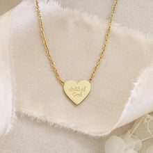 Load image into Gallery viewer, Chosen, Child of God Heart Necklace, Ephesians 1:4-5: Yellow Gold