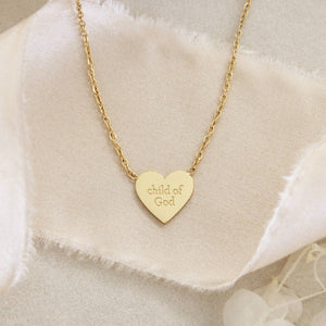 Chosen, Child of God Heart Necklace, Ephesians 1:4-5: Yellow Gold