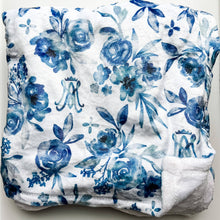 Load image into Gallery viewer, Blue Floral Queen of Heaven Minky Blanket