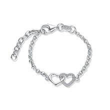 Load image into Gallery viewer, Mom and Me 2-Piece Bracelet Set - Silver Hearts Baby Gift: LG (6-12 years)