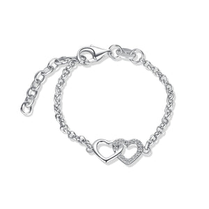 Mom and Me 2-Piece Bracelet Set - Silver Hearts Baby Gift: LG (6-12 years)