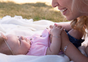 Mom and Me 2-Piece Bracelet Set - Silver Hearts Baby Gift: LG (6-12 years)