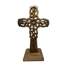 Load image into Gallery viewer, "Vineyard" Hand Carved Wood Table Cross
