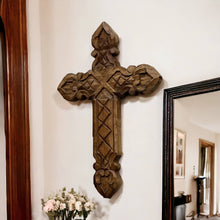 Load image into Gallery viewer, "Embassy" Carved Mango Wood Wall Cross