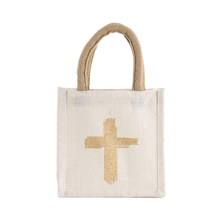 Cross Petite Gift Tote   White/Metallic Gold   7x7x5