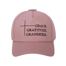 Load image into Gallery viewer, Grace Gratitude Grandkids Baseball Cap, Christian, Pink: Pink, Brown / Cotton
