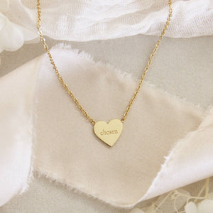 Chosen, Child of God Heart Necklace, Ephesians 1:4-5: Yellow Gold