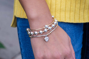 8mm Crystal Sterling Silver and Gold Blessing Bracelet: S