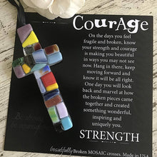 Load image into Gallery viewer, Courage Encouragement Gift Cross: USA Handmade Glass 4469