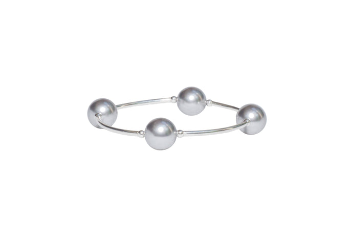 12mm Silver Pearl Blessing Bracelet: S