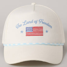 Load image into Gallery viewer, The Land of Freedom Flag Embroidered Trucker Hat: ROYAL BLUE / ONE SIZE