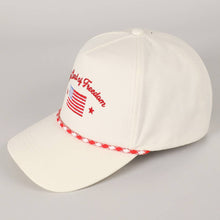 Load image into Gallery viewer, The Land of Freedom Flag Embroidered Trucker Hat: ROYAL BLUE / ONE SIZE