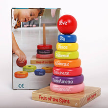 Load image into Gallery viewer, Puzzle Wood Stackable Rings Fruit Of The Spirit: Multicolored / Wood