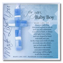 Load image into Gallery viewer, New Baby Boy Gift USA Handmade Mosaic Glass Cross 4485