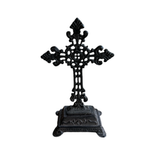 Load image into Gallery viewer, Cast Iron Fleur-de-Lis Design Table Cross/Pedestal Base