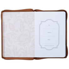 Load image into Gallery viewer, I Can Do All Things Through Christ Honey-brown Faux Leather Classic Journal with Zipper Closure - Philippians 4:13