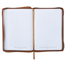 Load image into Gallery viewer, I Can Do All Things Through Christ Honey-brown Faux Leather Classic Journal with Zipper Closure - Philippians 4:13