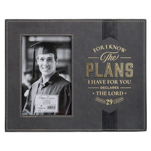 Load image into Gallery viewer, Front view of The Plans Charcoal Jeremiah 29:11 graduation photo frame