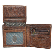 Load image into Gallery viewer, Strong and Courageous Two-tone Brown Full Grain Leather Wallet - Joshua 1:9