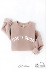 Load image into Gallery viewer, GOD IS GOOD PUFF Graphic Sweatshirt: TAN / M