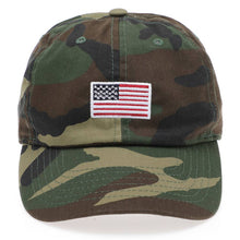 Load image into Gallery viewer, American Flag Patched Cotton Baseball Cap: ROYAL BLUE / ONE SIZE