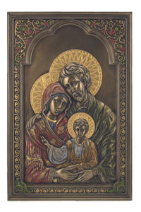 Holy Family Plaque in Cold Cast Bronze 6x9"