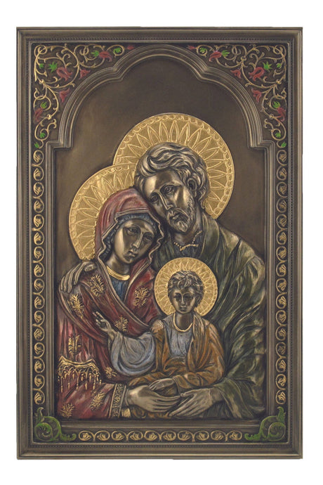 Holy Family Plaque in Cold Cast Bronze 6x9