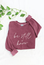 Load image into Gallery viewer, BE STILL AND KNOW Mineral Graphic Sweatshirt: WHITE DOVE / L