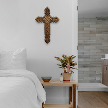 Load image into Gallery viewer, "Embassy" Carved Mango Wood Wall Cross