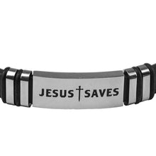 Load image into Gallery viewer, Kerusso Mens Bracelet Jesus Saves: Black/Silver