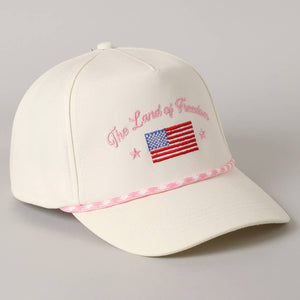 The Land of Freedom Flag Embroidered Trucker Hat: Red / ONE SIZE