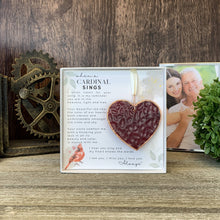 Load image into Gallery viewer, When A Cardinal Sings Memorial Stained Red Glass Heart 4900