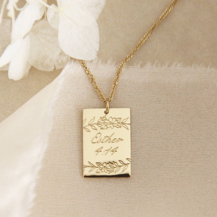 Esther 4:14 Necklace, For Such A Time As This Necklace: Yellow Gold