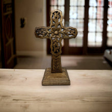Load image into Gallery viewer, "Vineyard" Hand Carved Wood Table Cross