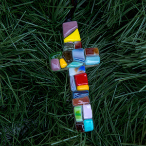 Caregiver Inspirational Gift Cross: Handmade Glass 4471