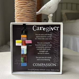 Caregiver Inspirational Gift Cross: Handmade Glass 4471