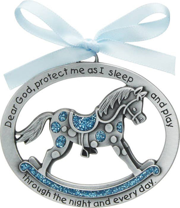 Blue Rocking Horse Crib Medal