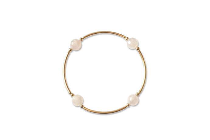 8mm Faceted Rose Quartz Gold-Filled Blessing Bracelet: S