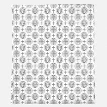 Load image into Gallery viewer, St. Benedict Medal Gray &amp; White Minky Blanket