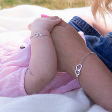 Load image into Gallery viewer, Mom and Me 2-Piece Bracelet Set - Silver Hearts Baby Gift: MED (1-5 years)