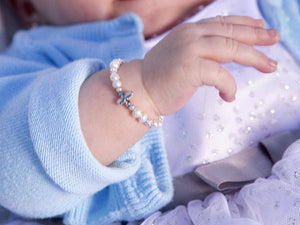 Kids Sterling Silver Cross Bracelet Baptism & Communion Gift: Medium 1-5 Years