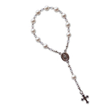 Load image into Gallery viewer, Sterling Silver White Baby Rosary Girl or Boy Baptism Gift